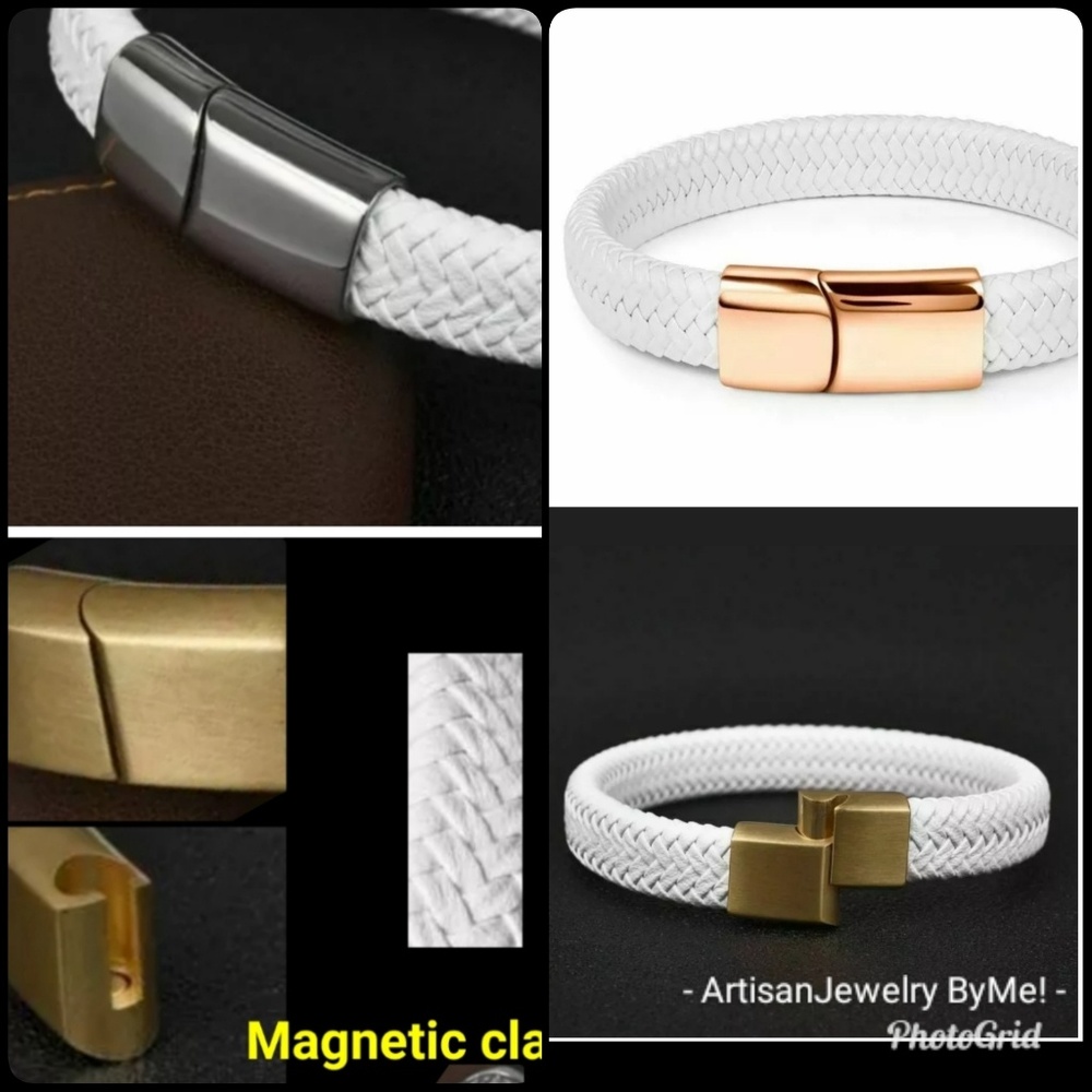 Braided Cuff Magnet Slide BronzeOrStainless Steel